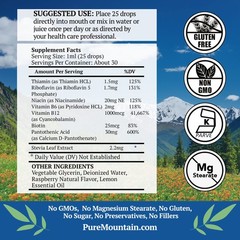 Pure Mountain Botanicals Liquid Vitamin B Complex – B12 B6 Drops – Raspberry