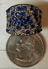 Silver Plate Blue and White Gemstone Flower Ring