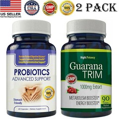 Probiotics Digestive Support & Guarana Extract Metabolism Supplement 90 Tablets