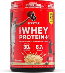 1.8 lbs SIXSTAR Whey Protein Plus – 30g Protein & Immune Boost – 18 Servings
