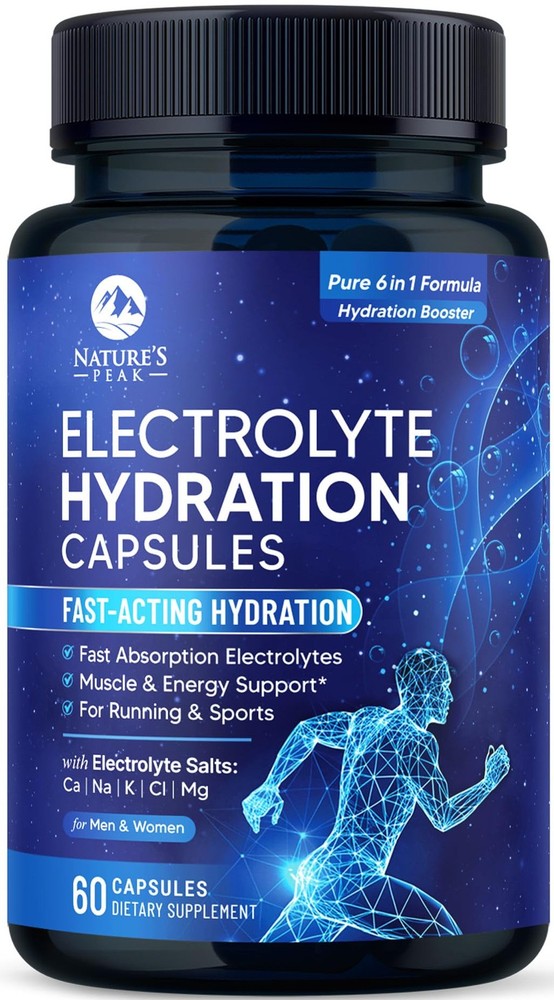 Electrolytes Supplement – 6-in-1 Advanced Hydration 60 Count (Pack of 1)