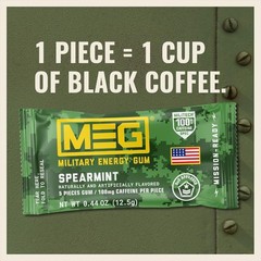 MEG Gum – Military Energy | 100mg of Caffeine Per Green, Red, Light Blue