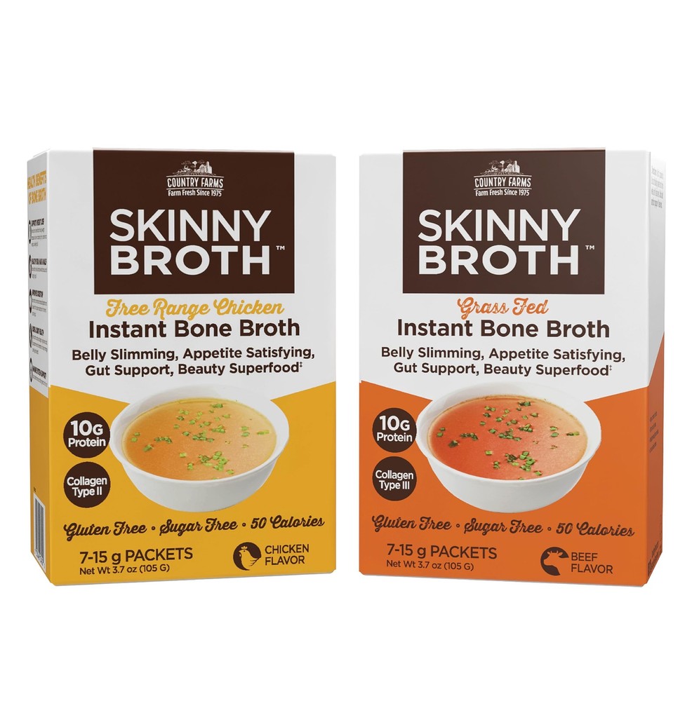 Country Farms Skinny Broth 7-Day Plan, Instant Chicken 7 Count (Pack of 2)