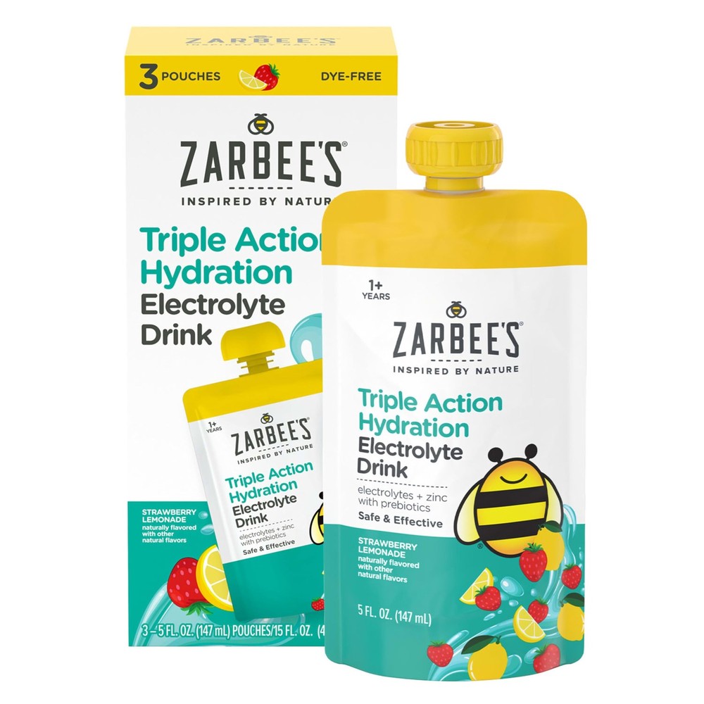 Zarbee’s Triple Action Hydration Electrolyte Drink 5 Fl Oz (Pack of 3), N/a