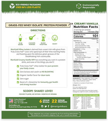 Grass-Fed Whey Protein Isolate Powder – Creamy Vanilla Flavor – 1 Lb Bag | 100%