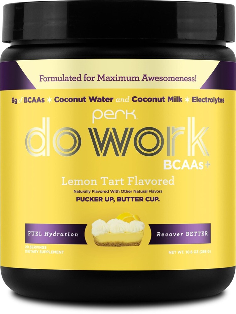 Perk Do Work BCAAs + Hydration Electrolytes Powder Lemon Tart Flavored 20 servs