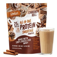 FlavCity All in One Smoothie Protein Powder Cinnamon Roll + Collagen Peptides