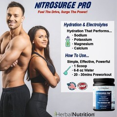 Nitrosurge Pro Pre Workout Powder w/ Creatine Nitric Oxide Booster 300g