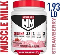 Muscle Milk Genuine Protein Powder Strawberries Crème 32G Protein 30.9oz 1.93 LB