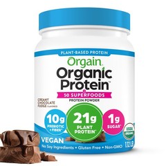 Orgain Organic Vegan Protein 50 Superfoods Powder Creamy Chocolate Fudge – 21G