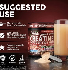 Clean Nutra Muscle Surge Creatine Powder for Men (9.7oz / 275g)