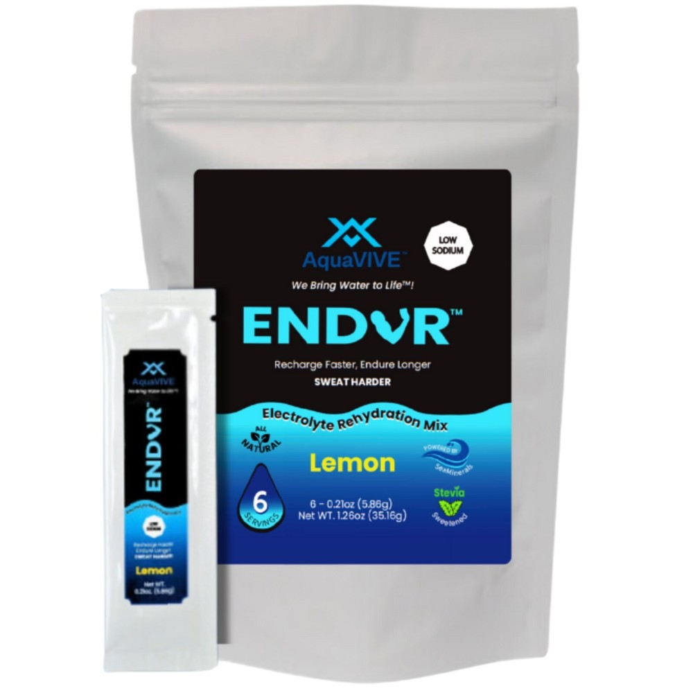 AquaVIVE™ ENDUR™ Lemon Electrolyte Powder Drink Mix Magnesium Glycinate 6 Packs