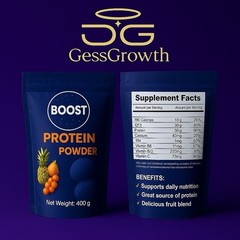 GessGrowth Protein Powder Bodybuilding Supplement 400g Calcium Vitamins Unisex