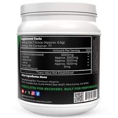 BCAA Amino Acids + B6 Supplement Powder | Unflavored | 77 Servings