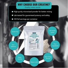 Pure Creatine Monohydrate 2.2lbs – Powder Micronized 200 Servings 5g Per Serving