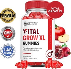 Justified Laboratories Vital Grow XL Gummies 1000mg ACV Folate B12 Non-GMO Vegan