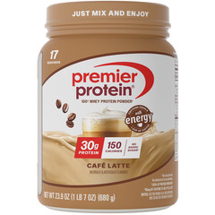 Premier Protein 100% Whey Protein Powder, Café Latte, 30g Protein, 23.9 oz, 1.5l