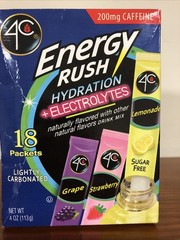 Energy Rush Hydration Electrolytes 200 mg Caffeine 18 packets