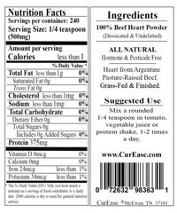 ORGANIC Argentine Desiccated BEEF HEART POWDER UNDEFATTED ~ 4.2 oz 240 Servings