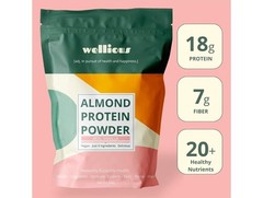 Wellious Almond Protein Powder Vanilla Vegan No Artificial Flavors 340g