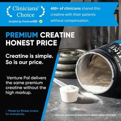 100% Pure Creatine Monohydrate Powder, Unflavored, & Keto-Friendly, 5000mg