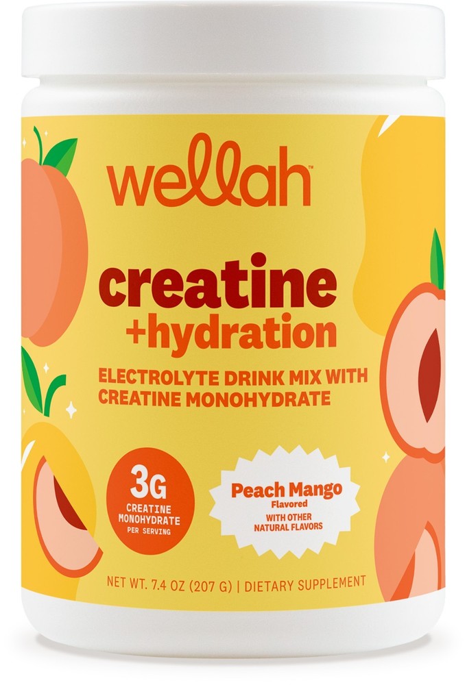 Wellah Creatine + Electrolytes Powder (Peach Mango) 30 Servings