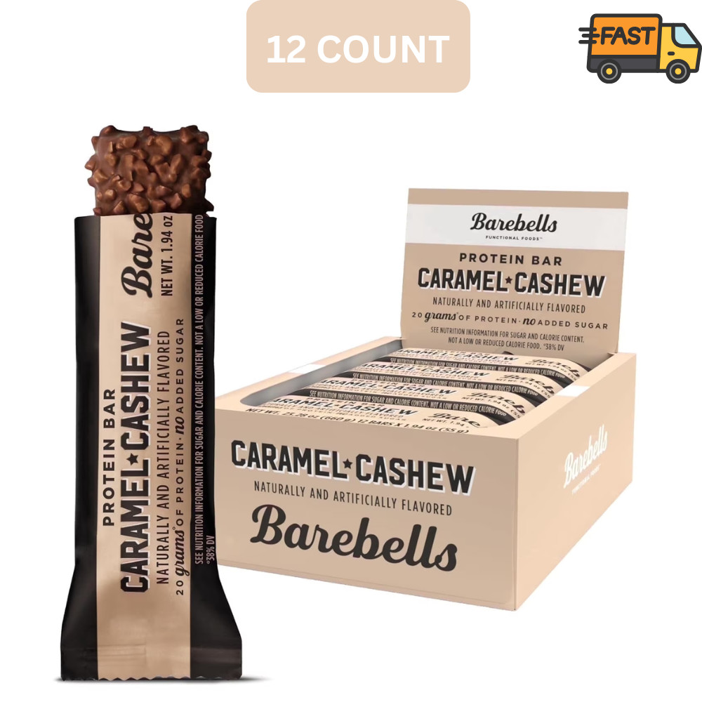 Barebells Caramel Cashew Protein Bars 12 Pack 20g Protein Low Sugar Snack