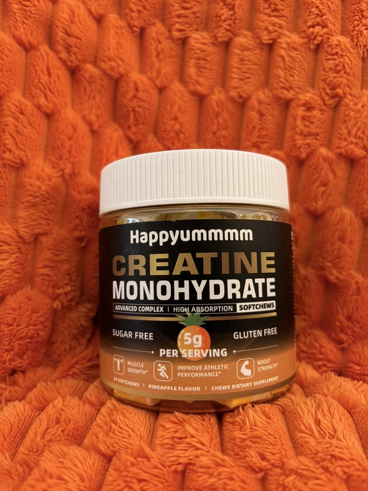 Happyummmm Creatine Monohydrate Softchews 60 Softchews, pineapple , Exp. 03/2027