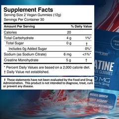 Creatine Gummies 5000mg 30 Servings Creatine Monohydrate Gummies – Third-Part…