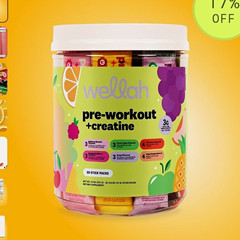 Wellah Pre-Workout + Creatine Powder Stick Packs Variety Pack 20ct 3g 200mg