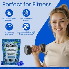 Blue Razz Creatine Monohydrate Gummies 120 Gummies w/ Magnesium Swoly Ecowise