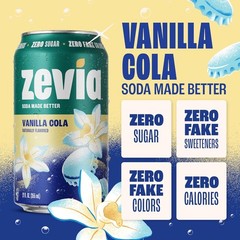 (Pack of 2) Zevia Vanilla Cola Diet Soda 12 Pack 144 Fl Oz