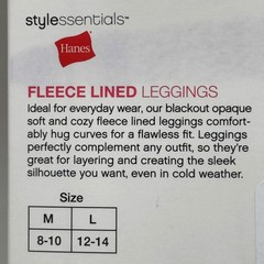 HANES (2 PACK) Style Essentials Fleece Lined Leggings Womens Sz L Blackout 28466