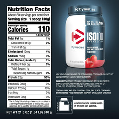 Dymatize ISO100 Hydrolyzed Whey Isolate Protein Powder, 25g Protein, Strawberry