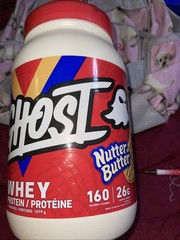 GHOST Whey Protein Powder Nutter Butter 2.4 Lb Tub 26g Of Protein
