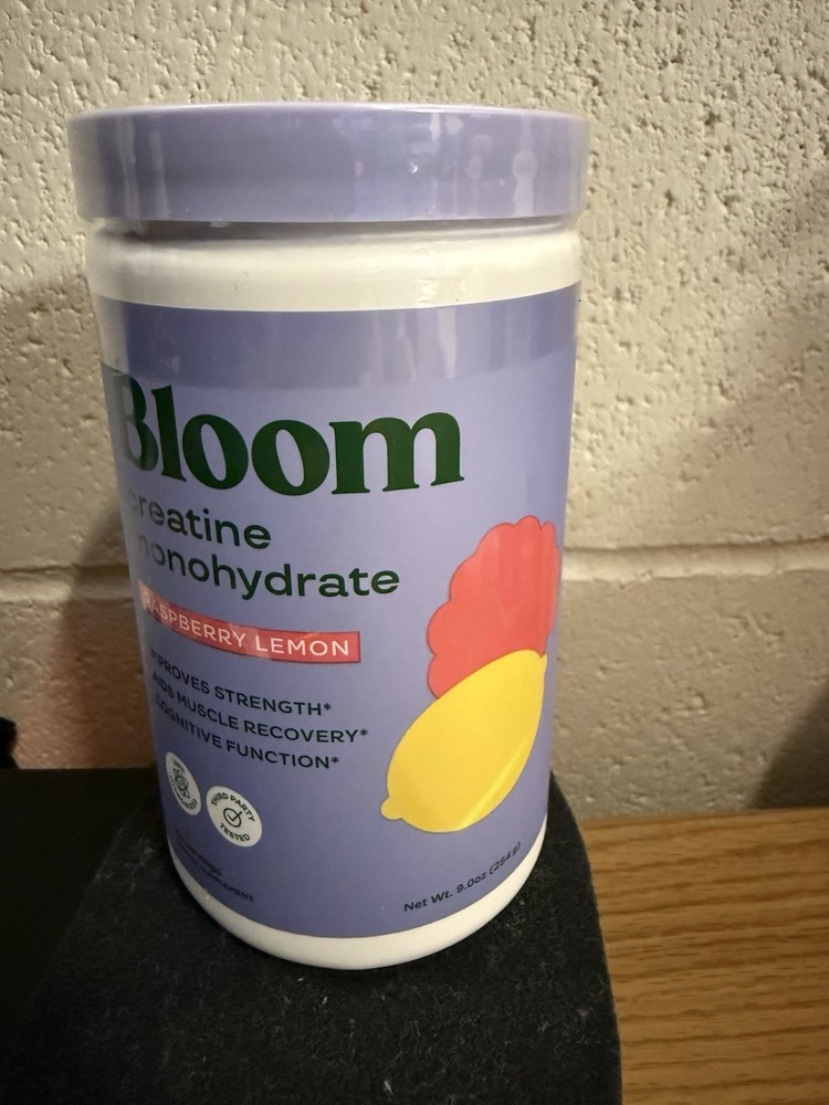 Bloom Nutrition Creatine Monohydrate Powder 9 Oz. Raspberry Lemon 40 Servings
