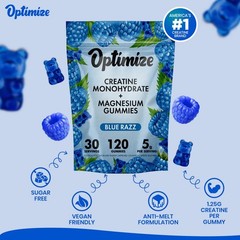 Blue Razz Creatine Monohydrate Gummies 120 Gummies w/ Magnesium Create Bloom