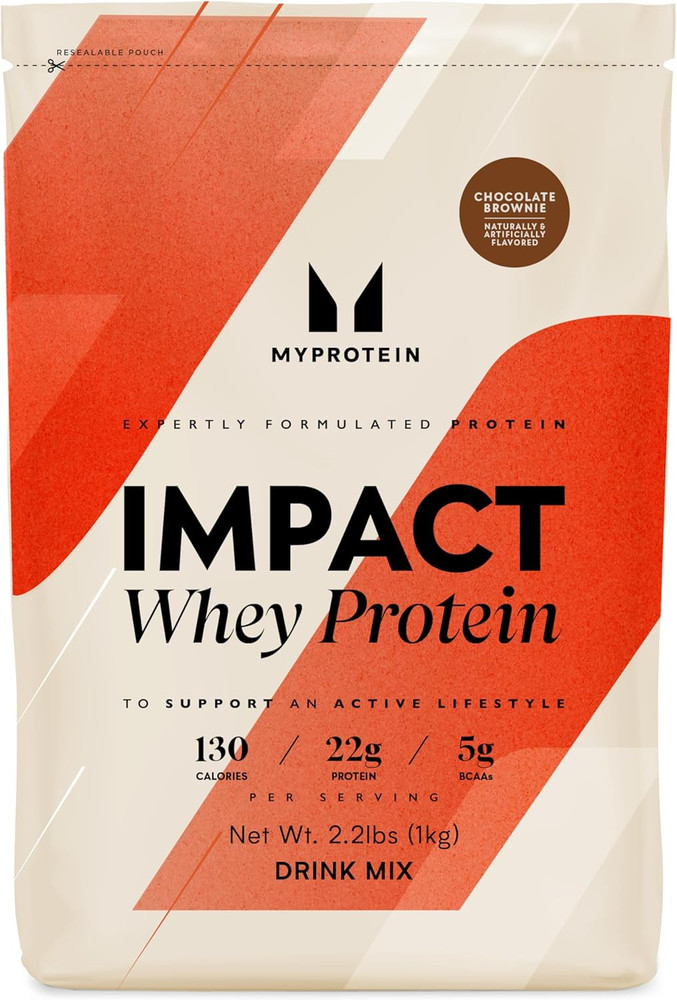 Impact Whey Protein Powder, 2.2 Lbs (32 Servings) Chocolate Brownie, 22G Protein