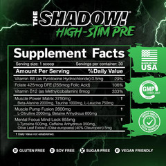 the Shadow! High Stim Preworkout – Pre Workout Powder for Men & Women, High Caff