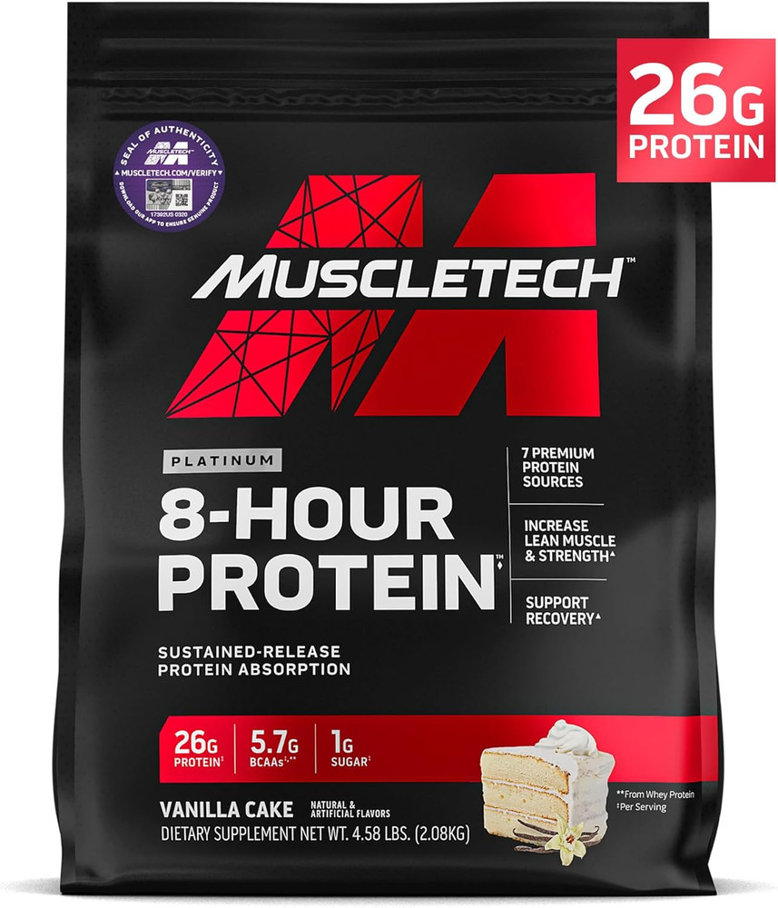Muscletech Platinum 8-Hour Protein Powder – 7 Premium Protein Sources with Whey