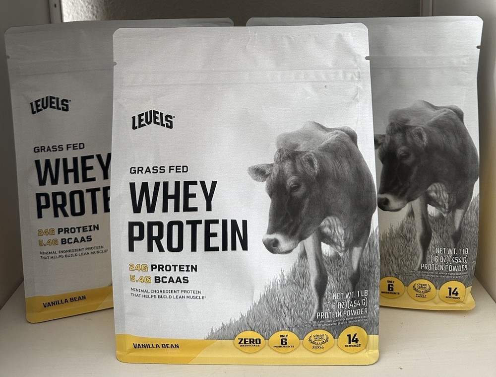 3 PACK Levels Grass Fed Whey Protein Powder – 24G of Protein – Vanilla – NEW