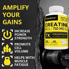 Creatine Hcl 750 Mg 30-120 Capsule Support Immune Energy Cognitive Muscle Health