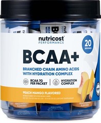 Nutricost BCAA+ Hydration Peach Mango Flavor (20 Stickpacks) – Gluten-Free