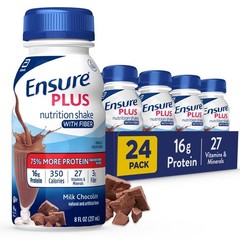 Ensure Plus Milk Chocolate 8 Fl Oz (Pack of 24), with Fiber