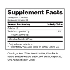 Sugar Free L-Carnitine Chews Natural Energy, Pre Workout and Recovery Gummy 60ct