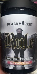 BlackMarket Rule Hyper Focus Preworkout 30 Servings Razz Mango Sherbet