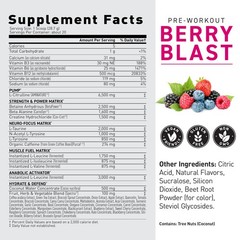 Pre Kaged Pre Workout Powder Berry Blast 1.33lbs Energy Focus BCAAs Superfoods