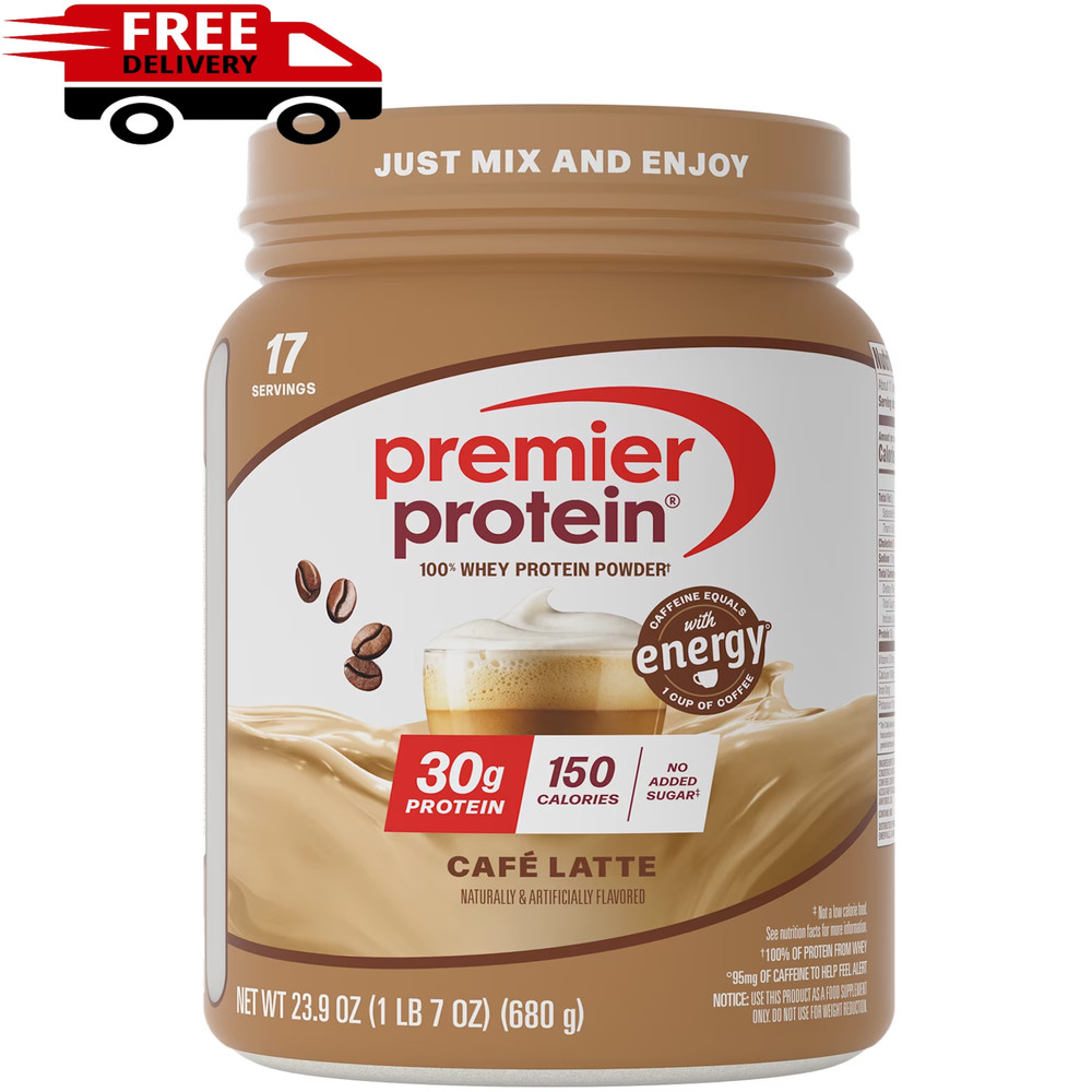 Premier Protein 100% Whey Protein Powder, Café Latte,30g Protein, 23.9oz, 1.5lb