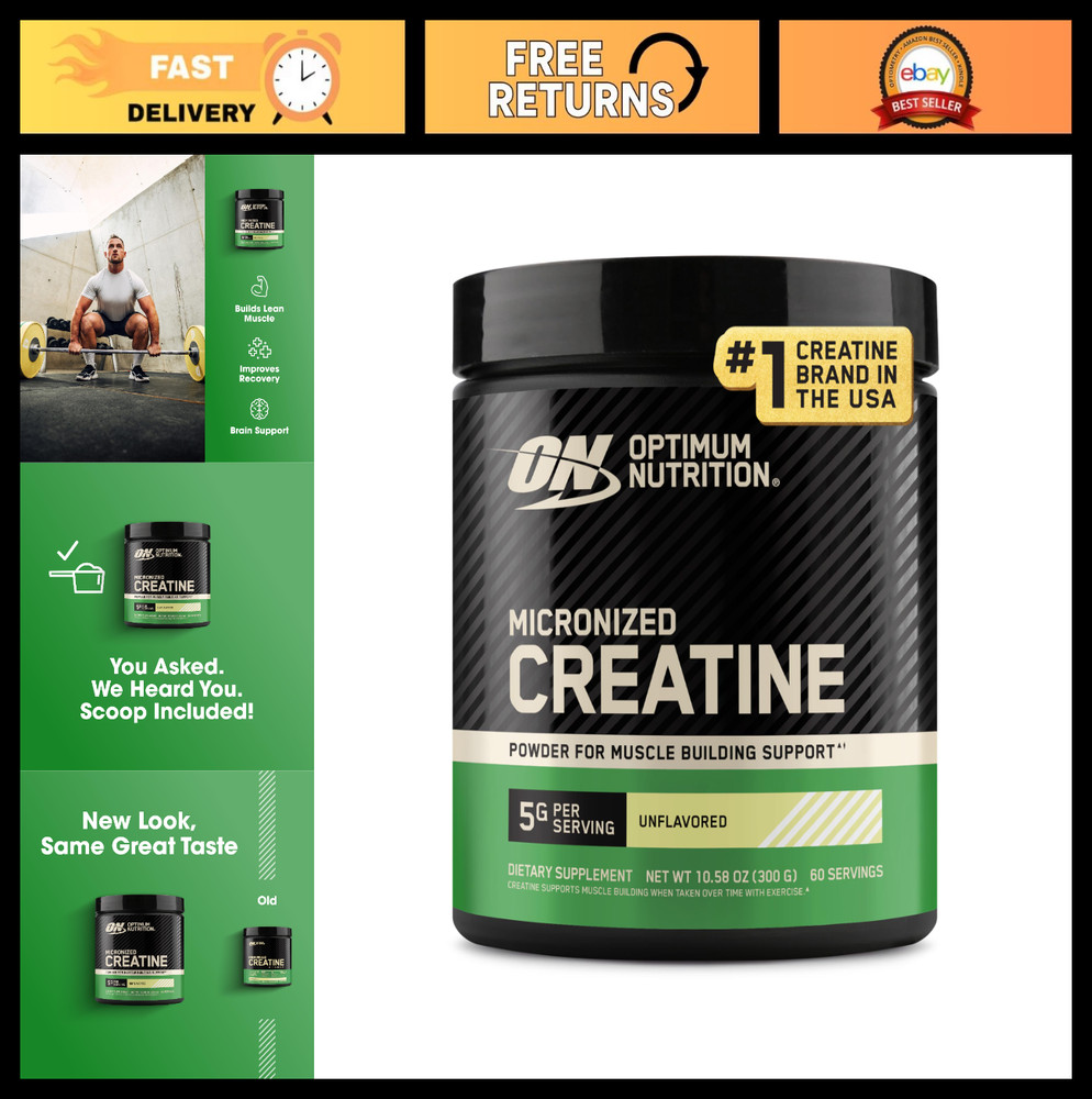 Micronized Creatine Monohydrate Powder – 5g per Serving, Supports Strength & Rec