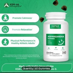 Ashwaganda Ksm-66 Gummies 3 Bottle Pack 3 Months for Stress and Sleep 🫐 Flavor